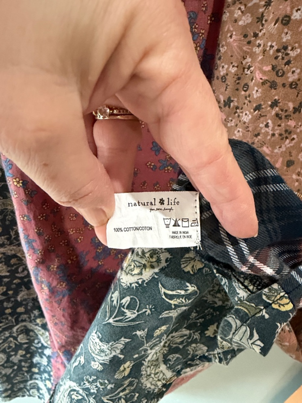 NATURAL LIFE ' Mixed-Print Patchwork Dress - Navy, Rust & Tan - Picture 9 of 9